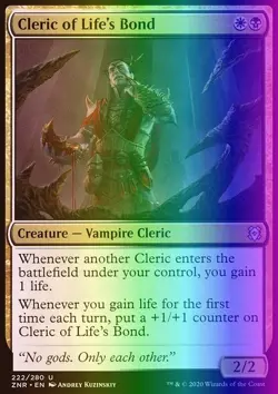 MTG Magic the Gathering Cleric of Life's Bond (222/493) Zendikar Rising NM FOIL - Image 1