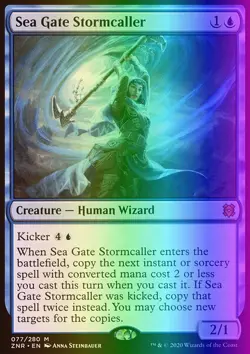 MTG Magic the Gathering Sea Gate Stormcaller (77/493) Zendikar Rising LP FOIL - Image 1