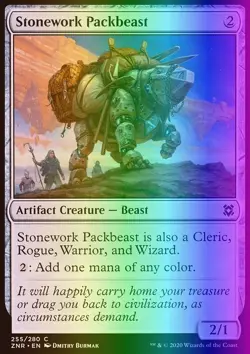 MTG Magic the Gathering Stonework Packbeast (255/493) Zendikar Rising LP FOIL - Image 1