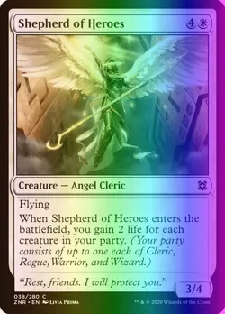 MTG Magic the Gathering Shepherd of Heroes (38/493) Zendikar Rising NM FOIL - Image 1