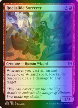 MTG Magic the Gathering Rockslide Sorcerer (154/493) Zendikar Rising LP FOIL - Image 1