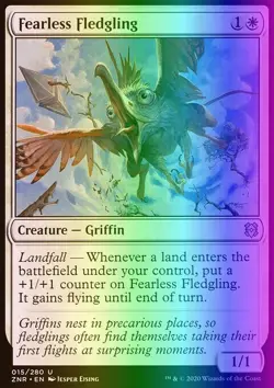 Magic the Gathering MTG Fearless Fledgling (15) Zendikar Rising LP FOIL - Image 1