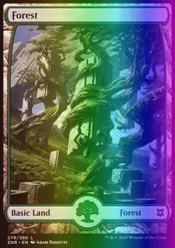 MTG Magic the Gathering Forest (279/493) Zendikar Rising LP FOIL - Image 1