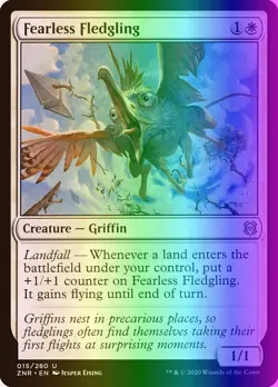 MTG Magic the Gathering Fearless Fledgling (15/493) Zendikar Rising MP FOIL - Image 1