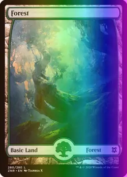 MTG Magic the Gathering Forest (280/493) Zendikar Rising LP FOIL - Image 1