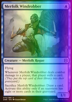 MTG Magic the Gathering Merfolk Windrobber (70/493) Zendikar Rising NM FOIL - Image 1