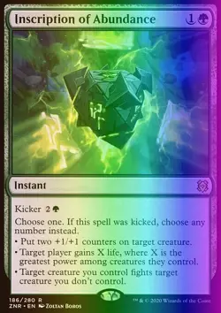 MTG Inscription of Abundance (186/457) Zendikar Rising LP FOIL - Image 1