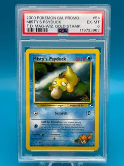 PSA 6 Misty's Psyduck Gold Wizard Stamp #54 2000 Pokemon Game Promo - Image 1