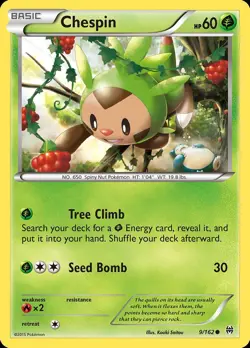 Pokemon Chespin (9/164) BREAKthrough LP REVERSE HOLO - Image 1