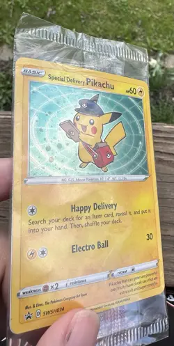 Sealed 2020 Special Delivery Pikachu Pokemon card (Promo #SWSH074). With swirl. - Image 3