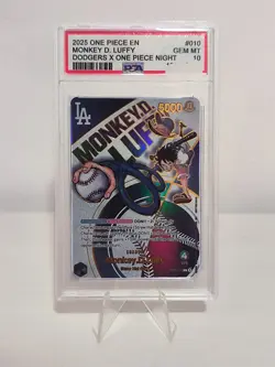 PSA 10 Monkey. D. Luffy EB02-010 Los Angeles Dodgers x ONE PIECE Night - Image 1