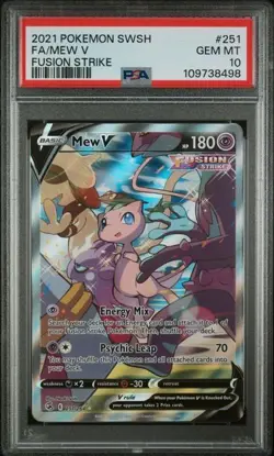 PSA 10 Mew V 251/264 Fusion Strike Full Alt Art Holo English Pokemon TCG - Image 1