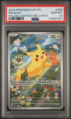 2024 Pokemon SVP Black Star Promo Pikachu #088 Paldea Adventure Chest PSA 10 - Image 1