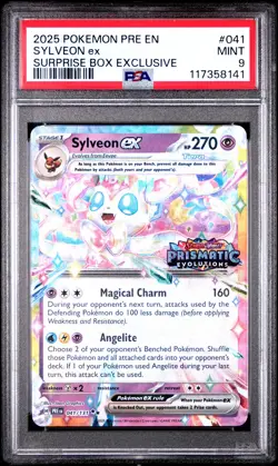 2025 Pokemon Pre Prismatic Evolutions Sylveon EX #041 Surprise Box Stamped PSA 9 - Image 1