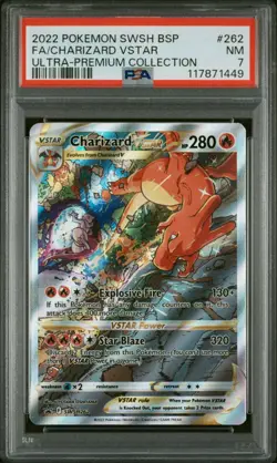 2022 Pokemon SWSH BSP Full Art Charizard VSTAR Ultra Premium Promo #262 PSA 7 - Image 1