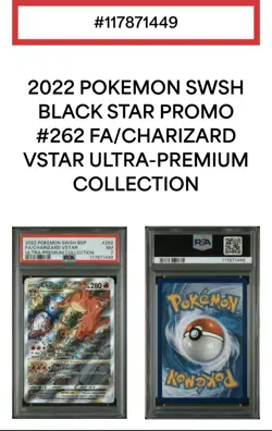 2022 Pokemon SWSH BSP Full Art Charizard VSTAR Ultra Premium Promo #262 PSA 7 - Image 3