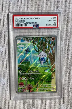 Pokemon TCG Meditite Card PSA 10 Stellar Crown Illustration #153/142 Gem Mint NM - Image 1