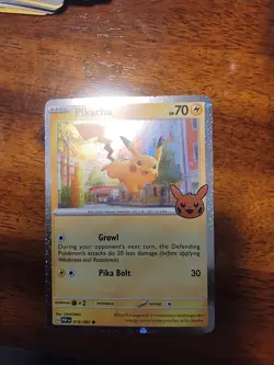 Pokemon Pikachu 018/091 Trick or Trade Halloween BOOster 2024 Cosmos Holo NM - Image 1