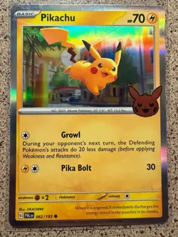 PIKACHU 018/091 HOLO HOLO RARE TRICK OR TRADE BOOSTER 2024 POKEMON NM/M - Image 1
