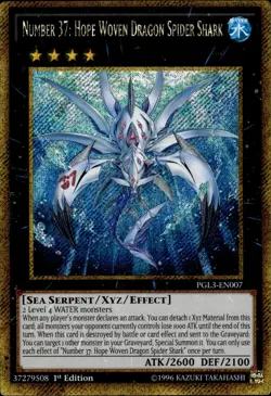 Number 37: Hope Woven Dragon Spider Shark - Gold Secret 1st PGL3-EN007 LP YuGiOh - Image 1