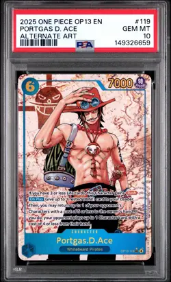 2025 ONE PIECE OP13 119 CARRYING ON HIS WILL PORTGAS D ACE SEC ALT ART PSA 10 - Image 1