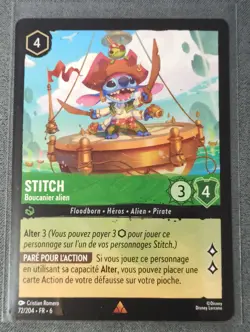 Carte LORCANA FR - Chapitre 6 72/204 Stitch - Rare non Foil Neuf - Image 1