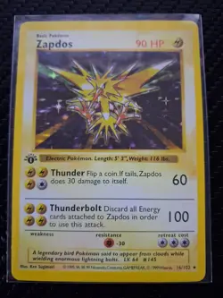 Zapdose Base Set 1st Edition Holo Pokemon Card - Image 1