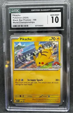 Pikachu 190 Sv: Scarlet & Violet Promo Cards World Championship Graded CGC 10 - Image 1