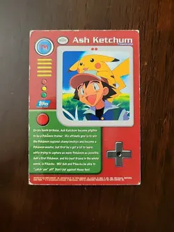 DMG! Ash Ketchum - Character Card - 1999 Topps Pokemon - TV1 Blue Label - Image 2