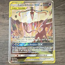 Pokemon Espeon & Deoxys GX SM240 Promo Holo English 260 HP TAG TEAM - Image 1