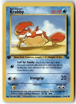 Krabby ⭐ 51/62 1st Edition Common Fossil 1999 Pokemon LP - Image 1