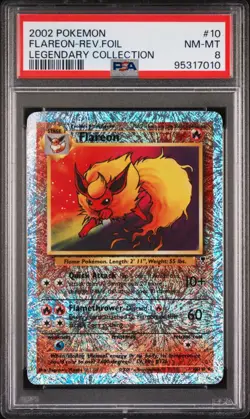 FLAREON LEGENDARY COLLECTION #10 REVERSE Holo FOIL PSA 8 2002 Pokemon - Image 1