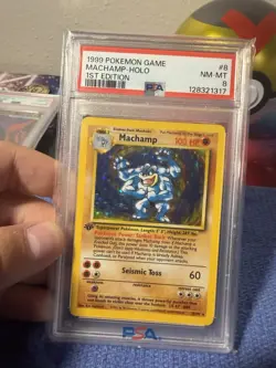 Pokemon Machamp 1st Edition Holo Rare PSA 8 Base Set 8/102 100 HP Stage 2 EN - Image 1