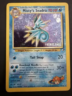 Pokemon TCG Misty's Seadra PRERELEASE Gym Heroes Holo Rare 70 HP Stage 1 English - Image 1