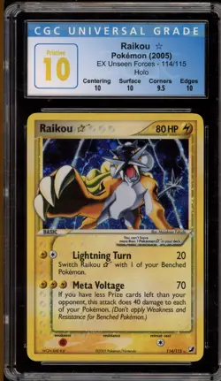 Pokemon Raikou Gold Star EX Unseen Forces Holo Rare #114 CGC 10 Pristine - Image 1