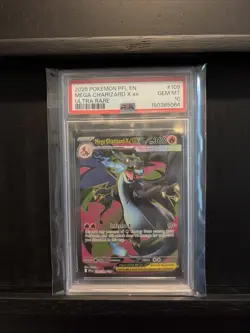 MEGA CHARIZARD X EX #109 PSA 10 2025 POKEMON PFL EN-PHANTASMAL FLAMES ULTRA RARE - Image 1