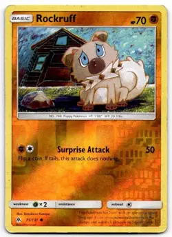 Rockruff 75/131 Common Forbidden Light Pokemon Reverse Holo Damaged - Image 1