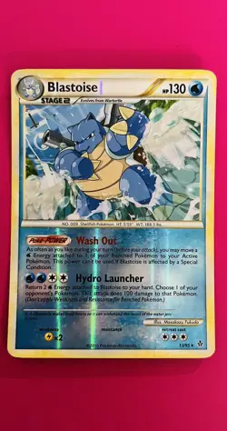 Pokemon TCG - Blastoise 13/95 Reverse Holo Rare - HGSS Unleashed 2010 - Image 1