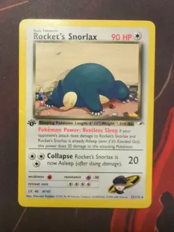 1st Edition Rocket's Snorlax 33/132 Gym Heroes Rare Vintage Pokemon Card - Image 1