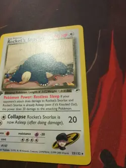 1st Edition Rocket's Snorlax 33/132 Gym Heroes Rare Vintage Pokemon Card - Image 3