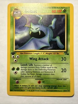 First Edition Golbat Fossil 34/62 Uncommon Vintage 1999 Pokemon TCG Card NM - Image 1