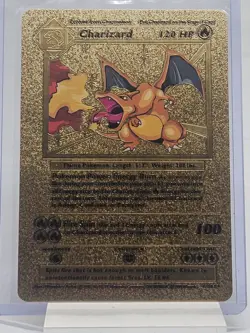 1999 WOTC Pokemon Charizard Gold Foil Fan Art Textured Card 4/102 - Rare - Image 1