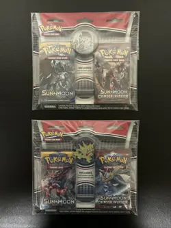 Pokemon TCG: Sun & Moon Base & Crimson Invasion 2 Pack Blister W/pin X2 New - Image 1