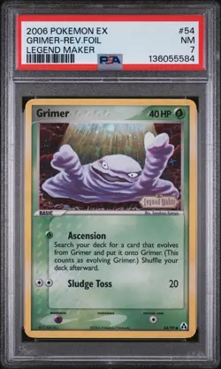 2006 POKEMON EX LEGEND MAKER #54 GRIMER-REVERSE FOIL PSA 7 - Image 1