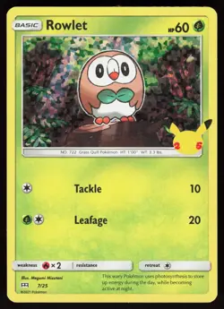 Rowlet 007/025 Promo McDonald's 25th Anniversary Promos Pokemon Holo Near Mint - Image 1