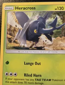 Heracross 9/236 Uncommon Sun & Moon: Cosmic Eclipse Pokemon TCG - Image 2