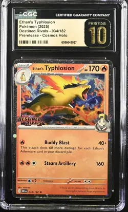 2025 PokemonDestined Rivals Ethan's Typhlosion #034 Prerelease CGC 10 PRISTINE - Image 1