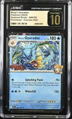 2025 POKEMON DESTINED RIVALS PRERELEASE #049 MISTY'S GYARADOS CGC 10 PRISTINE - Image 1