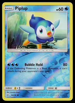 Pokemon Card Cosmic Eclipse Piplup 54/236 Common Reverse Holo - Image 1