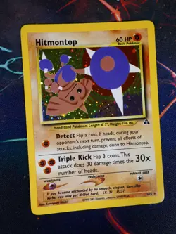LP/MP (Holo-Bleed) Pokemon HITMONTOP Card NEO DISCOVERY Set 3/75 Unlimited Rare - Image 1